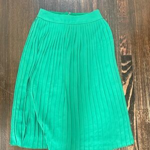 J. Crew Bright Green Pleated Midi Skirt